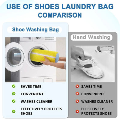 Reusable Shoe Washing Machine Bag for Sneakers – Soft Chenille Laundry Bag with Invisible Zipper & Side Opening for Washer & Dryer Use