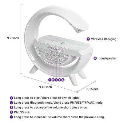 LED Wireless Charging Bluetooth Speaker with Mood Lighting, 15W, BT2301
